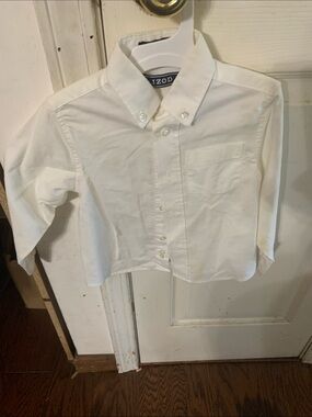 Izod Boys' White Button-Down Shirt with Chest Pocket